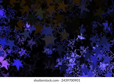 Dunkelrosa, grüner Vektor-Hintergrund mit Weihnachten Schneeflocken, Sterne. Buntes Dekorationsdesign im Weihnachtsstil mit Schnee. Design für Neujahrsplakate, Banner.