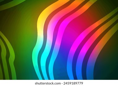 Dark Pink, Green vector background with wry lines. Brand new colorful illustration in curved style. Best design for your business.