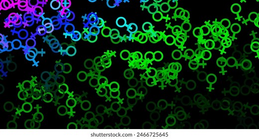 Dark Pink, Green vector background with occult symbols. Colorful vintage illustration with gradient alchemy shapes. Background for esoteric, mystic designs.