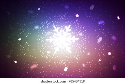 Dark Pink, Green vector background with xmas snowflakes. Glitter abstract illustration with crystals of ice. New year design for your ad, poster, banner.
