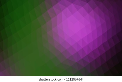 Dark Pink, Green vector blurry hexagon pattern. Creative geometric illustration in Origami style with gradient. Brand new style for your business design.