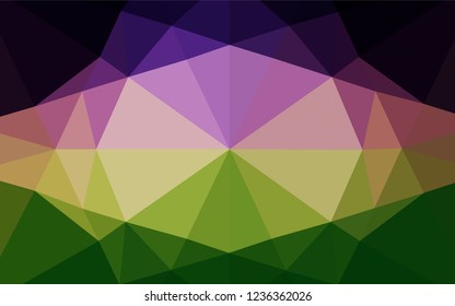 Dark Pink, Green vector blurry hexagon texture. Triangular geometric sample with gradient.  Brand new style for your business design.