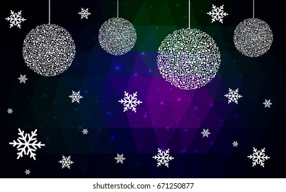 Dark Pink Green vector christmas postcard low polygon background. Illustration consisting of triangles. Abstract triangular polygonal origami or crystal design of New Year celebration.