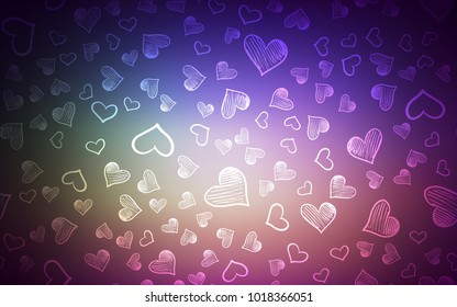 Dark Pink, Green vector cover with Shining hearts. Illustration with hearts in love concept for valentine's day. Design for ad, poster, banner of Valentine Day.