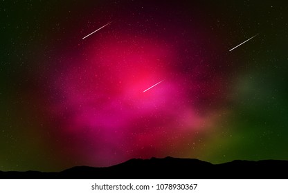 Dark Pink, Green vector cover with astronomical stars. Glitter abstract illustration with colorful cosmic stars. Best design for your ad, poster, banner.