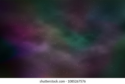 Dark Pink, Green vector cover with astronomical stars. Blurred decorative design in simple style with galaxy stars. Template for cosmic backgrounds.