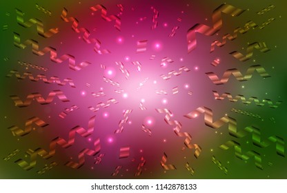 Dark Pink, Green vector cover with happy holiday ribbons. Beautiful colored illustration with ribbon in celebration style. Beautiful design for your business advert of anniversary.