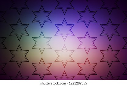 Dark Pink, Green vector cover with small and big stars. Stars on blurred abstract background with gradient. Pattern for new year ad, booklets.