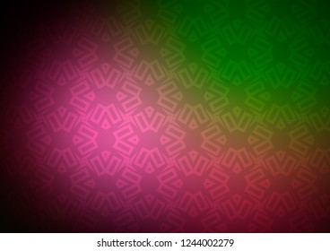 Dark Pink, Green vector cover in triangles, cubes. Lines, rhombus with colorful gradient. Smart design for your business advert.