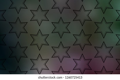 Dark Pink, Green vector cover with small and big stars. Modern geometrical abstract illustration with stars. Pattern for new year ad, booklets.
