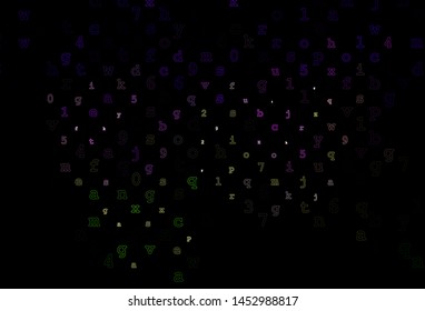 Dark Pink, Green vector cover with english symbols. Blurred design in simple style with signs of alphabet. Template can be used as a background for ads of typography.