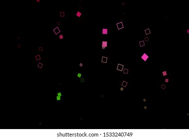 Dark Pink, Green vector cover with polygonal style. Rectangles on abstract background with colorful gradient. Smart design for your business advert.
