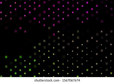 Dark Pink, Green vector cover in polygonal, circular style. Modern abstract illustration with colorful circles, rectangles. Best design for your ad, poster, banner.
