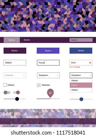 Dark Pink, Green vector design ui kit with dots. Modern Style guide with colorful gradient circles in its header. This template you can use for websites.