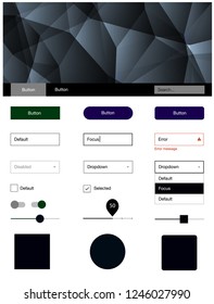 Dark Pink, Green vector design ui kit with mosaic. Simple Material Design Kit with colorful mosaic of triangles. Beautiful layout for websites, landing pages.