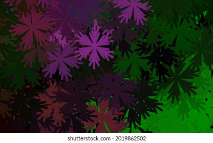 Dark Pink, Green vector doodle texture with flowers. Brand new colored illustration with flowers. Brand new style for your business design.