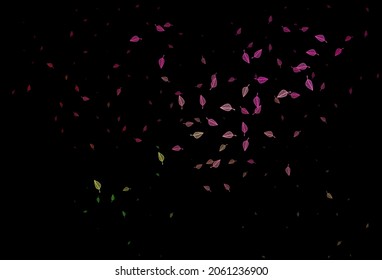 Dark Pink, Green vector doodle backdrop. New colorful illustration in doodle style with leaves. New template for your brand book.