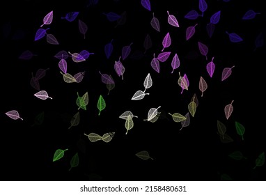 Dark Pink, Green vector doodle pattern. Glitter abstract illustration with leaves. Brand new design for your business.