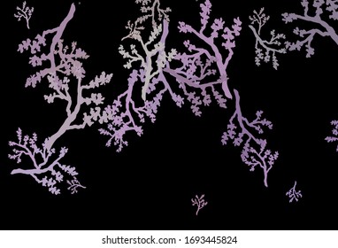 Dunkelrosa, grüne Vektorillustration, eleganter Hintergrund mit Sakura. Farbige Illustration mit Blättern und Ästen. Neue Vorlage für Ihr Markenbuch.