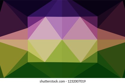 Dark Pink, Green vector hexagon mosaic template. Creative geometric illustration in Origami style with gradient. Triangular pattern for your business design.