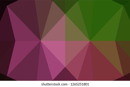 Dark Pink, Green vector hexagon mosaic template. Shining illustration, which consist of triangles. The elegant pattern can be used as part of a brand book.