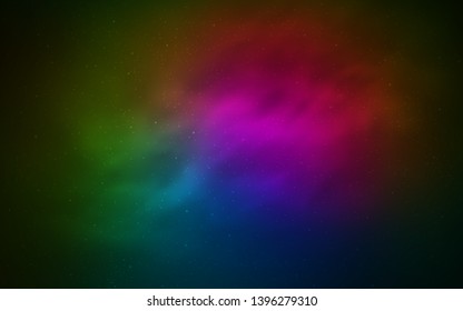 Dark Pink, Green vector layout with cosmic stars. Space stars on blurred abstract background with gradient. Pattern for futuristic ad, booklets.
