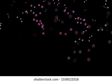 Dark Pink, Green vector layout with bright snowflakes. Decorative shining illustration with snow on abstract template. The template can be used as a new year background.
