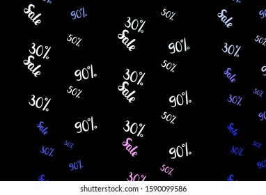 Dark Pink, Green vector layout with discount of 30, 50, 90%. Illustration with signs of sales on abstract template. Template for season sales, shopping ads.