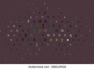 Dark pink, green vector layout with latin alphabet. Shining colorful illustration with isolated letters. The pattern can be used for ad, booklets, leaflets of education.