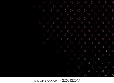 Dunkelrosa, grünes Vektorlayout mit Linien, Dreiecken. Dreiecke auf abstraktem Hintergrund mit buntem Farbverlauf. Kluges Design für Ihre Unternehmenswerbung.