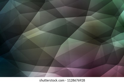 Dark Pink, Green vector low poly layout. Creative illustration in halftone style with triangles. Brand new style for your business design.