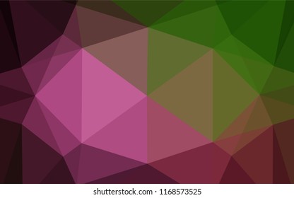 Dark Pink, Green vector low poly texture. Creative geometric illustration in Origami style with gradient. The template can be used as a background for cell phones.