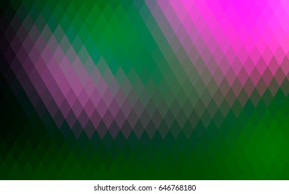 Dark Pink, Green vector modern geometrical background. Abstract template. Geometric pattern in square style with gradient.