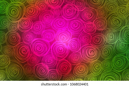 Dark Pink, Green vector natural abstract background. Roses on elegant natural pattern with gradient. The pattern can be used for coloring books and pages for kids.