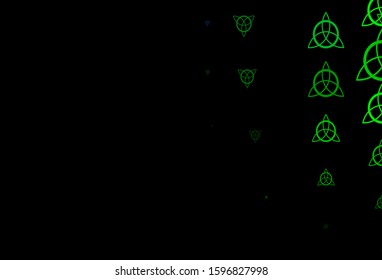 Dark Pink, Green vector pattern with magic elements. Colorful mystic symbols with a gradient in ancient style. Best design halloween events.