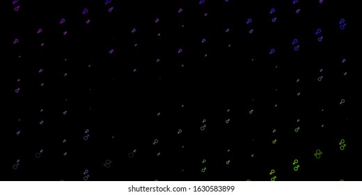 Dark Pink, Green vector pattern with feminism elements. Illustration with signs of women's strength and power. Design for International Women’s Day.