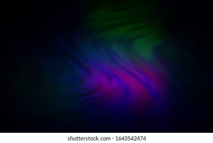 Dark Pink, Green vector pattern with night sky stars. Space stars on blurred abstract background with gradient. Template for cosmic backgrounds.