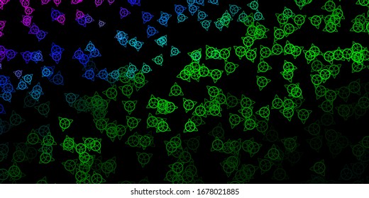 Dark Pink, Green vector pattern with magic elements. Abstract illustration with gothic gradient shapes. Design for magic, spiritual events.