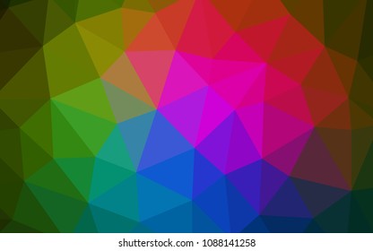 Dark Pink, Green vector polygon abstract layout. Triangular geometric sample with gradient.  Textured pattern for your backgrounds.