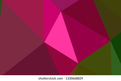 Dark Pink, Green vector polygon abstract backdrop. Modern abstract illustration with triangles. A completely new design for your leaflet.