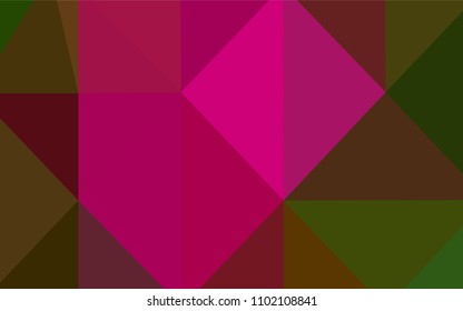 Dark Pink, Green vector polygon abstract layout. Triangular geometric sample with gradient.  The polygonal design can be used for your web site.