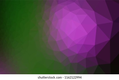 Dark Pink, Green vector polygon abstract backdrop. Geometric illustration in Origami style with gradient.  Triangular pattern for your business design.