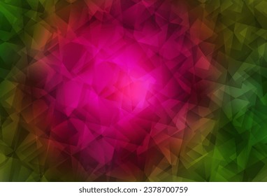 Diseño abstracto de polígono vector verde oscuro rosa. Muestra geométrica triangular con gradiente.  Nueva plantilla para tu libro de marcas.