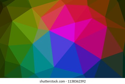 Dark Pink, Green vector polygonal background. Shining colorful illustration with triangles. Best triangular design for your business.