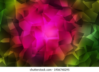 Dark Pink, Green vector polygonal background. Shining polygonal illustration, which consist of triangles. A completely new design for your leaflet.