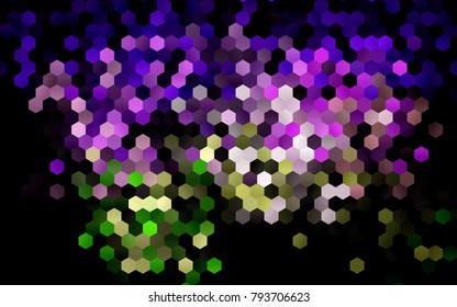 Dark Pink, Green vector polygonal illustration, which consist of hexagons. Hexagonal pattern for your business design. Geometric background in Origami style with gradient. 