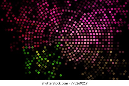 Dark Pink, Green vector red pattern of geometric circles, shapes. Colorful mosaic banner. Geometric background with colored disks.