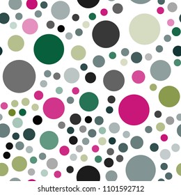 Dark Pink, Green vector seamless backdrop with dots. Modern abstract illustration with colorful water drops. Pattern can be used as texture of wallpapers.