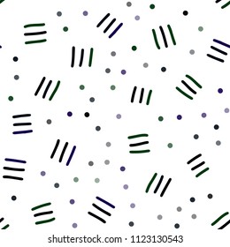 Dark Pink, Green vector seamless cover with abstract shapes. Colorful seamless gradient with lines and signs of maths. Pattern for design of window blinds, curtains.