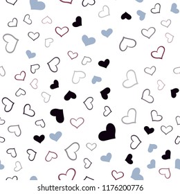 Dark Pink, Green vector seamless texture with lovely hearts. Hearts on blurred abstract background with colorful gradient. Beautiful design for your business advert of anniversary.